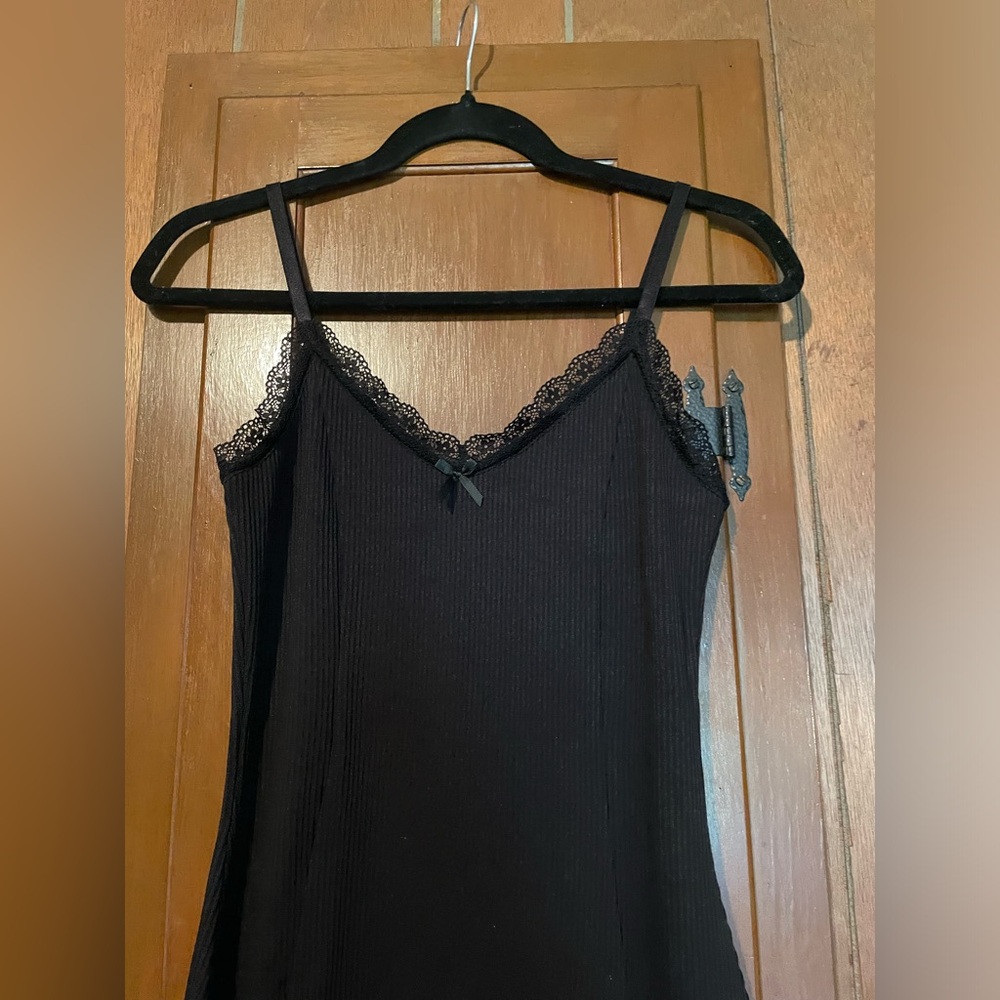 Black Lace Trim Cami Body Con Dress